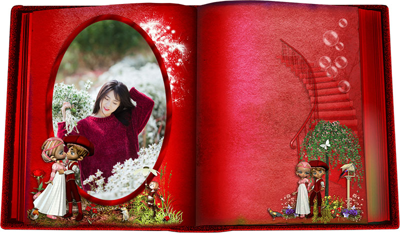 Ghép ảnh vào bìa sách đẹp màu đỏ cực lộng lẫy